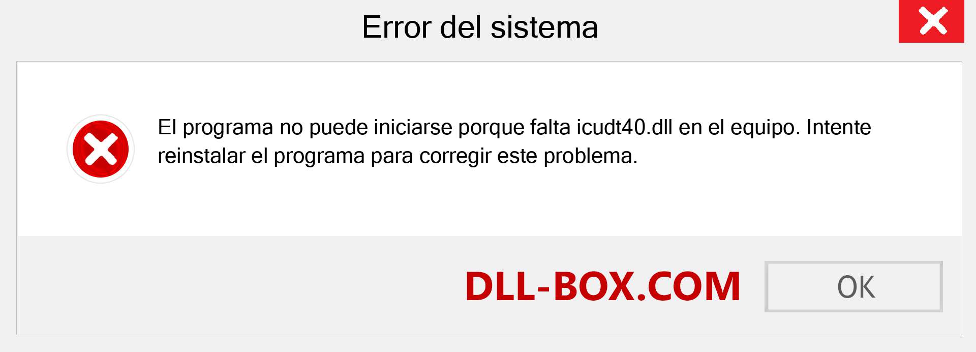 ¿Falta el archivo icudt40.dll ?. Descargar para Windows 7, 8, 10 - Corregir icudt40 dll Missing Error en Windows, fotos, imágenes